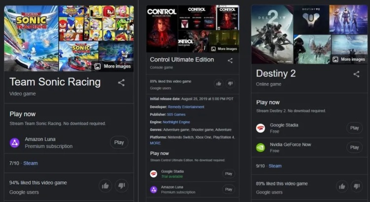 Google тестирует функцию запуска облачных игр прямо из результатов поиска