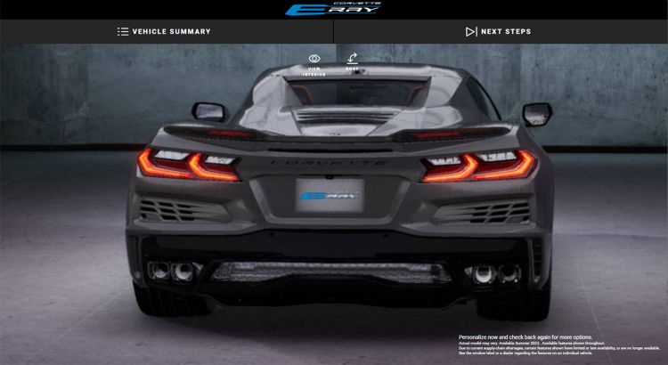 Некоторые опции гибридного спорткара Chevrolet Corvette E-Ray засветились в конфигураторе на сайте производителя