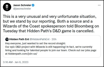 Похоже, Wizards of the Coast не сказала создателям амбициозной RPG по Dungeons & Dragons об отмене их игры — они думают, что проект ещё жив