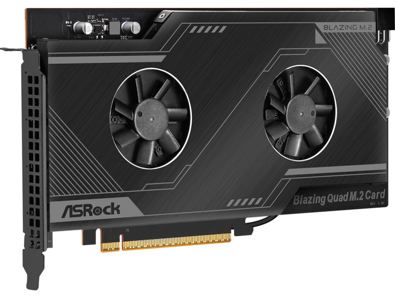 ASRock представила карту расширения Blazing Quad M.2 Card для четырёх NVMe-накопителей PCIe 5.0