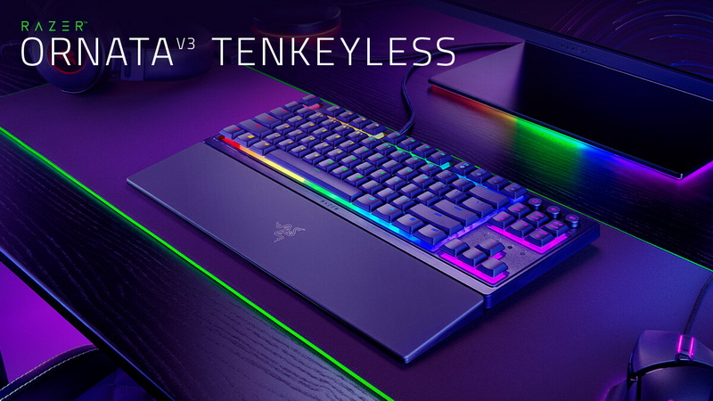 Razer представила укороченную низкопрофильную клавиатуру Ornata V3 TKL с механо-мембранными переключателями